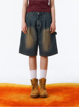 BTB :ウェーブウォッシングカーペンターショーツ [YELLOW MINUIT CORE] [UNISEX]