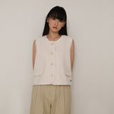 Cream Tweed Button Vest