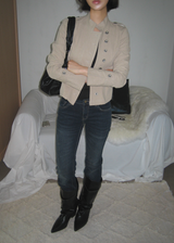 Gashu Napoleon-style buttoned semi-high neck transitional autumn jacket