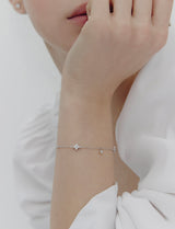26SS★ Essence Silver (W) Moissanite Flower Dainty Bracelet