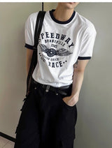 Printed Ringer Short-Sleeve Tee