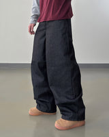 スカルダートワイドカーゴデニムパンツ