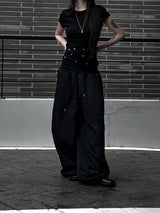 [unisex] ピンタックリベットナイロンパンツ (2color)