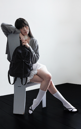 Classic Shirring Nylon Backpack – black