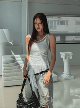 See-through drop frill sleeveless