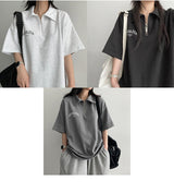 Mari Collar Semi-Zipup Short Sleeve T-shirt