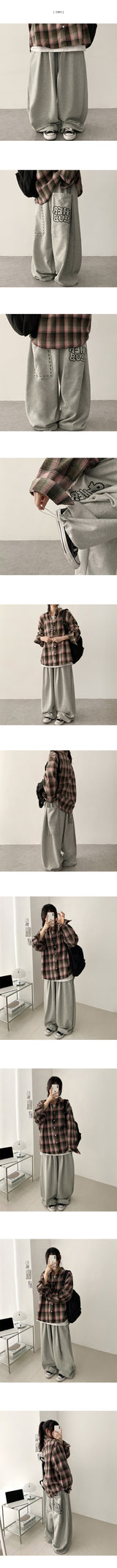 Poe Back Big Pocket Lettering String Wide Pants