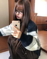 モーレノルディックカラールーズフィットニットジップアップ