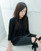 Dot flare layered top / black