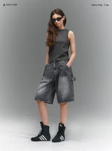 BTB : ウェーブウォッシングカーペンターショーツ [GRAY CORE] [UNISEX]