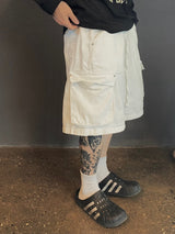 White Cargo Bermuda Pants