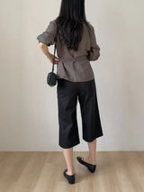 Cotton Semi-Wide Bermuda Pants