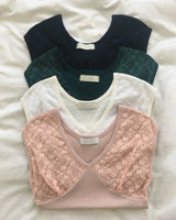 Cherryver Lace Short Sleeve T-Shirt