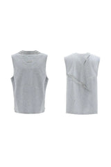 メッシュカットアウトノースリーブベスト