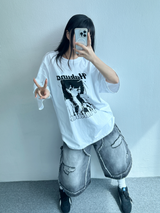 オーバーワイドカリカチャーショートスリーブ🩷🩶🤍 - 3 カラーズ