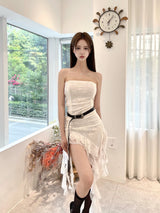 1510. Swan ruffle cancan top ops