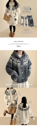 Rudolph Snowflake Hooded Knit Cardigan