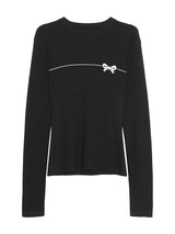 ボウラインラウンド長袖ニットTシャツ