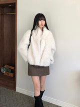Ground checkered wool skirt (2 colors)