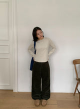 Higet Peach Fuzz Color Basic Long Sleeve Tee