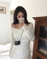 [MADE] Ray, U-neck rib long sleeve T-shirt