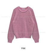 [Wool 20%] Dobby Line Alpaca Round Knit