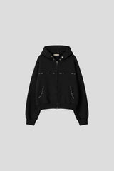 Mute Stud Crop Hoodie Zip-Up (4color) (No.1008)
