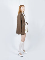 Circle Leather Patch Blazer (Brown Stripe)
