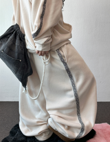 ボヘミアン サイドトラック フリース バルーンロングパンツ🖤 3カラー