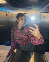 Tone pigment mix stripe long sleeves