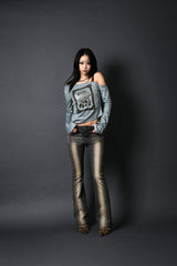 ONE SHOULDER SUEDE TOP #EMERALD BLUE