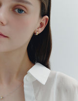 26SS★ Champagne Full Moon Silver (C) Duo Earrings S