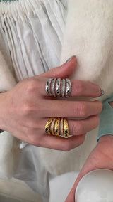 Quilting 5layered ring(silver/gold)