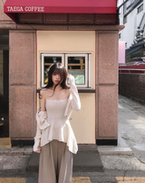 wave asymmetric flare knit cd + top set