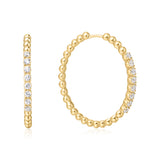 gold large claw sphere bead hoop 14k gold plating + 925 silver earrings E065-05G