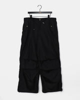 Qiya Glossy Shirring Parasuit Slit Wide Pants