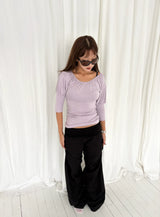Shirring puff 3/4 sleeve T (2c)