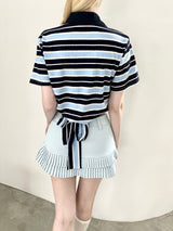 1472. Rugby stripe callor ribbon half T (3color)