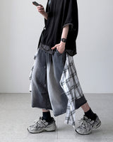 Check Skirt Bermuda Denim