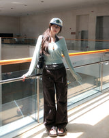 Pint Crop V-Neck Slim Long Sleeve