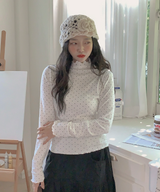 ドットウェーブタートルネックTシャツ