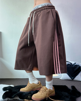 SIDE PINTUCK TRACK BALLOON BERMUDA PANTS ❤🤎🖤🩶🩷6COLOR