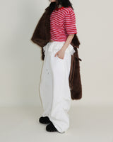 レイチェル 2ベルトディテールショート丈ファージャケット (Lining Quilted)