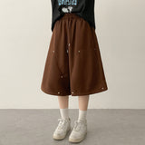 ミッツスリットリベットバンダブルスウェットワイドバミューダパンツ(5 colors)