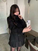 Molan double high neck wool short coat