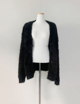 Katsumi Loose-Fit Fur Cardigan (Black)