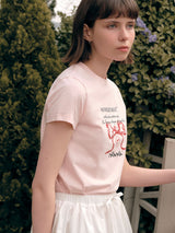 ローラリボンハーフTシャツ ピンク
