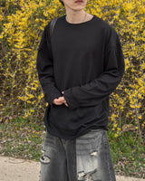 Sheer Raw-Edge Waffle Long Sleeve