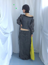 フェミニンフラットネックロングTシャツ