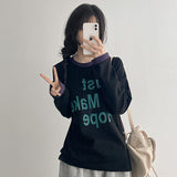 Lettering Long Sleeve Hope Ringer Color-Blocked Long Sleeve T-Shirt (4 colors)